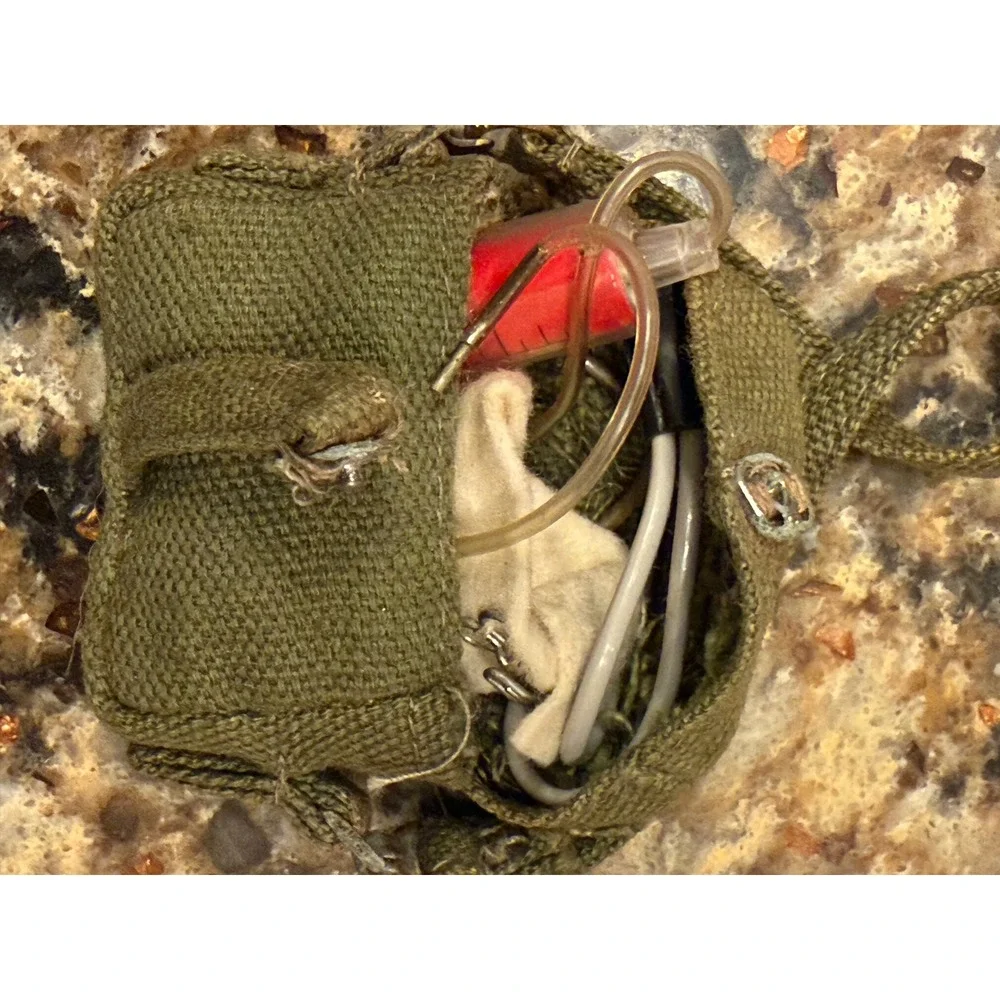 Vintage GI Joe 1/6 Scale Medic Bag with Plasma Bottle and Accessories Olive Drab